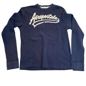 Aeropostale Mens Long Sleeve Shirt Large 100% Cotton Navy Blue Thermal Casual We